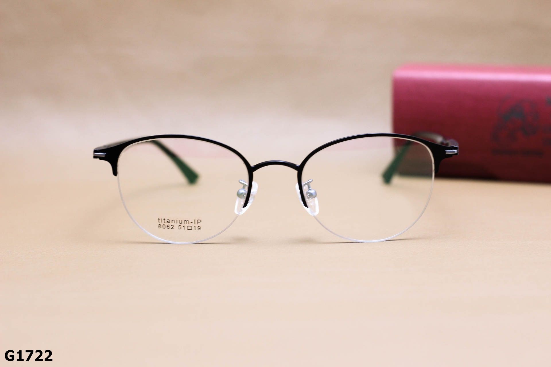 Gọng Kính Cận Nửa Viền Tròn Ngố Unisex, Chất Liệu Titanium IP Cao Cấp Siêu Bền - G1722