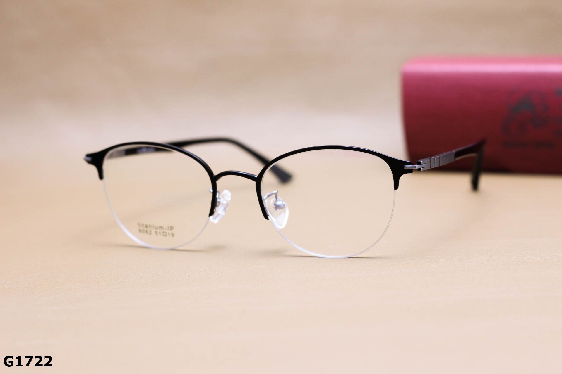 Gọng Kính Cận Nửa Viền Tròn Ngố Unisex, Chất Liệu Titanium IP Cao Cấp Siêu Bền - G1722