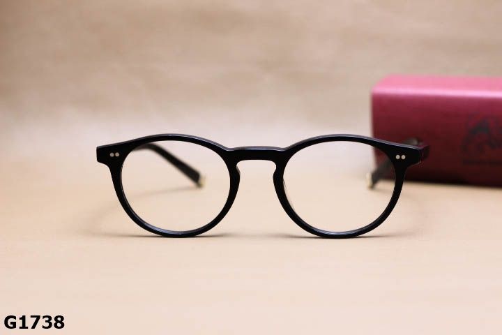 Gọng Kính Cận Nhựa Acetate Nguyên Khối Cao Cấp, Dáng Tròn Ngố Thời Trang Unisex - G1738