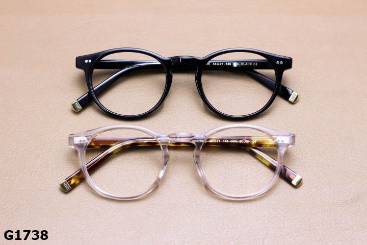 Gọng Kính Cận Nhựa Acetate Nguyên Khối Cao Cấp, Dáng Tròn Ngố Thời Trang Unisex - G1738
