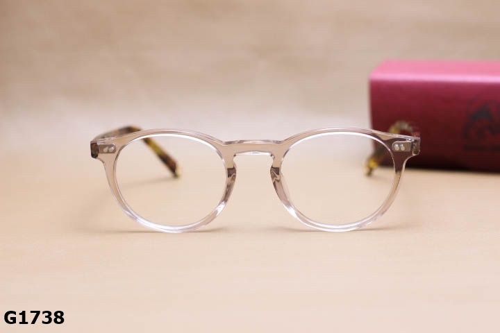 Gọng Kính Cận Nhựa Acetate Nguyên Khối Cao Cấp, Dáng Tròn Ngố Thời Trang Unisex - G1738