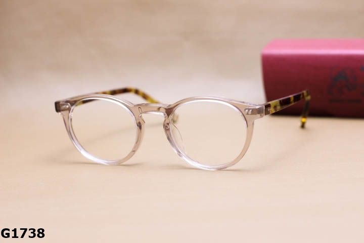 Gọng Kính Cận Nhựa Acetate Nguyên Khối Cao Cấp, Dáng Tròn Ngố Thời Trang Unisex - G1738