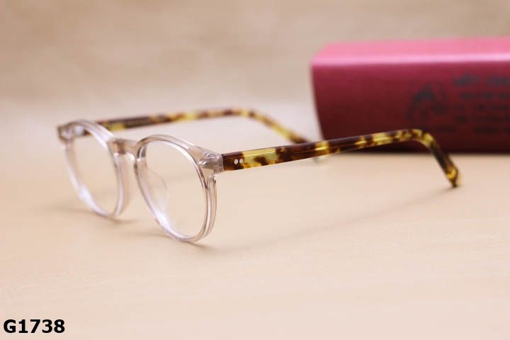 Gọng Kính Cận Nhựa Acetate Nguyên Khối Cao Cấp, Dáng Tròn Ngố Thời Trang Unisex - G1738