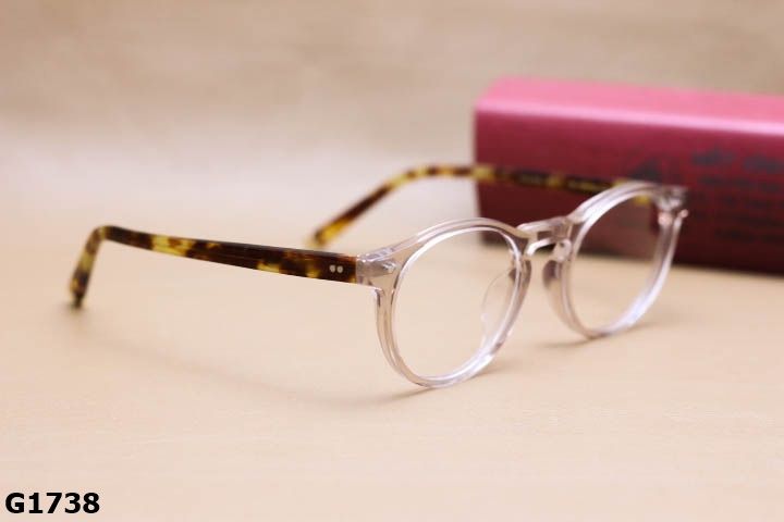 Gọng Kính Cận Nhựa Acetate Nguyên Khối Cao Cấp, Dáng Tròn Ngố Thời Trang Unisex - G1738