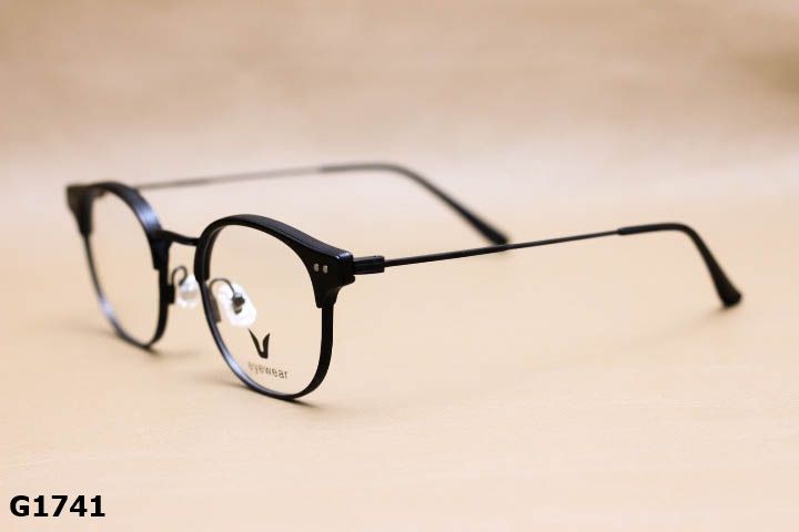 Gọng Kính Cận Hợp Kim Thanh Mảnh, Dáng Tròn Nửa Viền Thời Trang Unisex - G1741