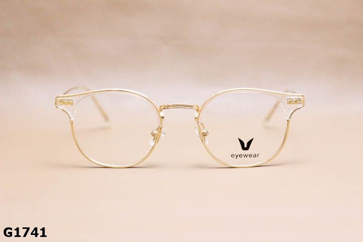 Gọng Kính Cận Hợp Kim Thanh Mảnh, Dáng Tròn Nửa Viền Thời Trang Unisex - G1741