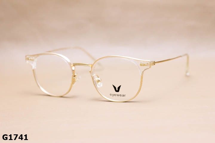 Gọng Kính Cận Hợp Kim Thanh Mảnh, Dáng Tròn Nửa Viền Thời Trang Unisex - G1741