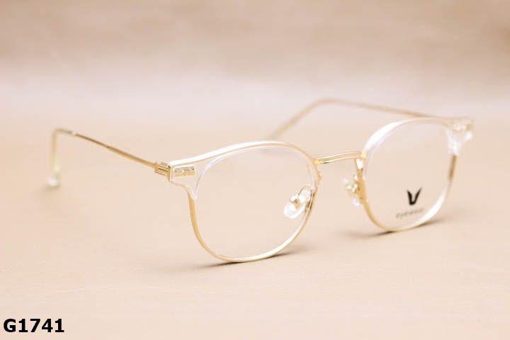 Gọng Kính Cận Hợp Kim Thanh Mảnh, Dáng Tròn Nửa Viền Thời Trang Unisex - G1741