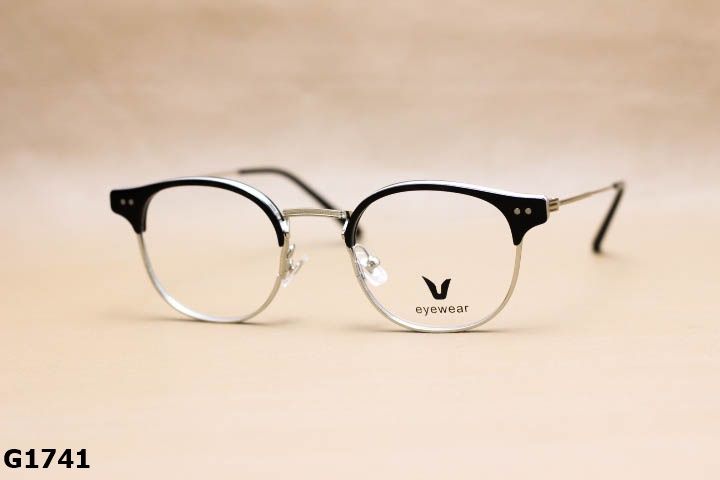 Gọng Kính Cận Hợp Kim Thanh Mảnh, Dáng Tròn Nửa Viền Thời Trang Unisex - G1741