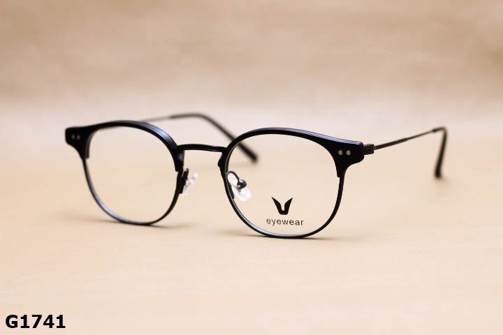 Gọng Kính Cận Hợp Kim Thanh Mảnh, Dáng Tròn Nửa Viền Thời Trang Unisex - G1741