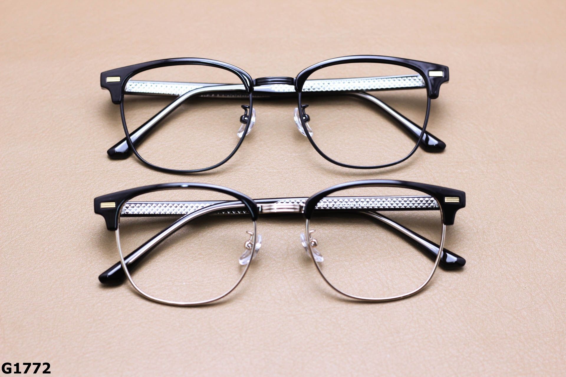 Gọng Kính Cận Vuông Ngố Nửa Viền Thời Trang Unisex, Chất Liệu B-Titanium Cao Cấp - G1772