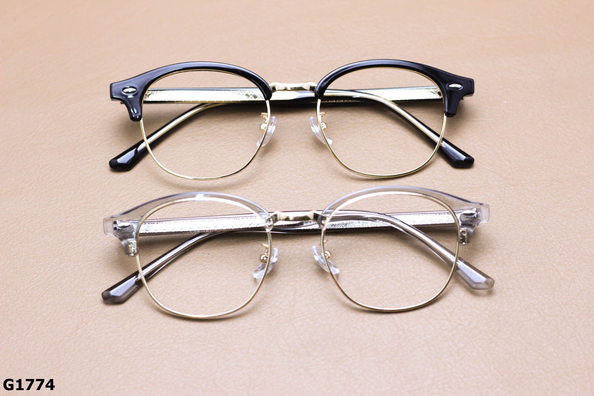 Gọng Kính Cận Tròn Ngố Nửa Viền Thời Trang Unisex, Chất Liệu B-Titanium Cao Cấp - G1774