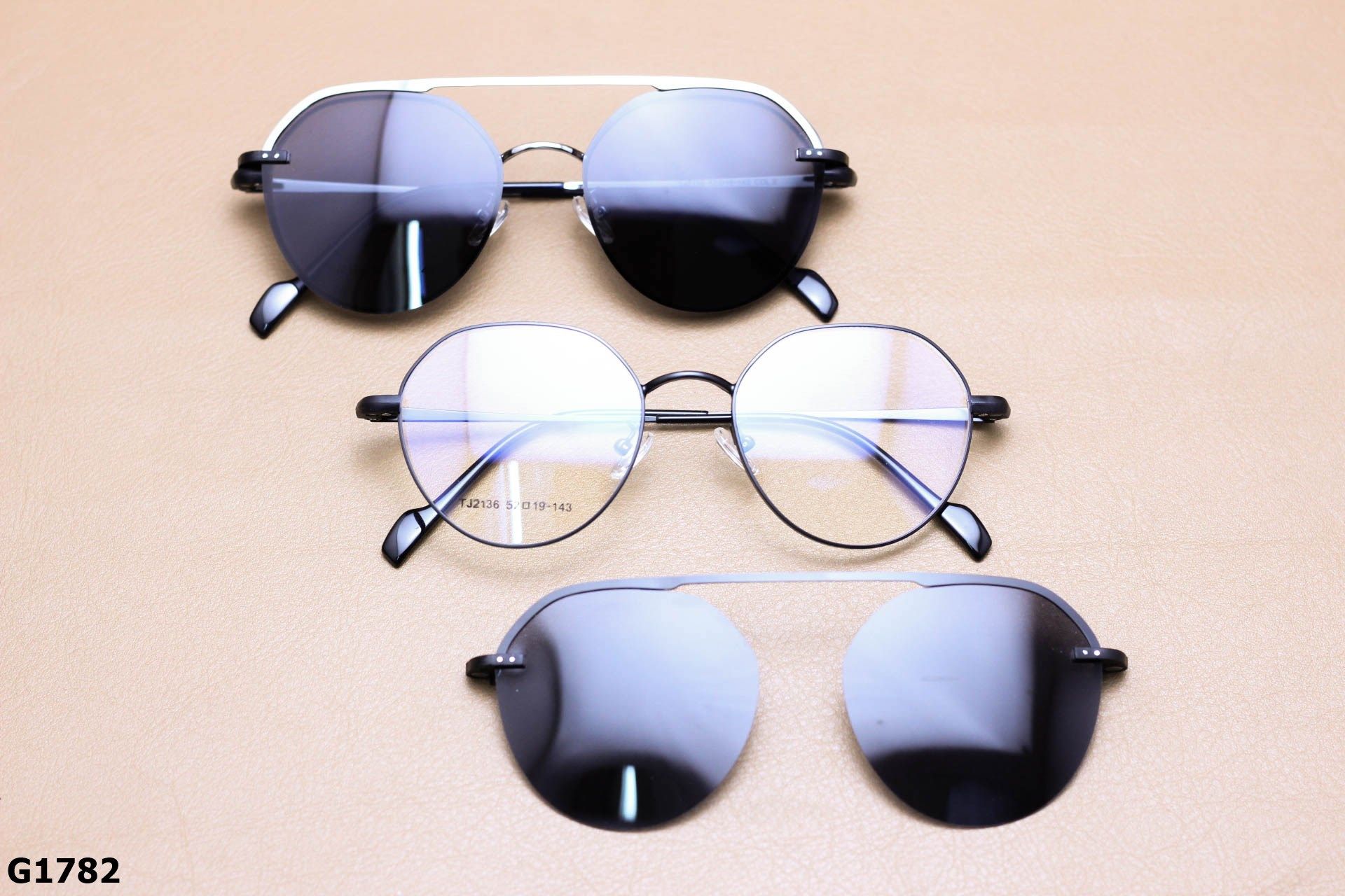 Gọng Kính 2 Trong 1 Thời Trang Unisex, Tròng Mát Polarized Chống Phân Cực - G1782