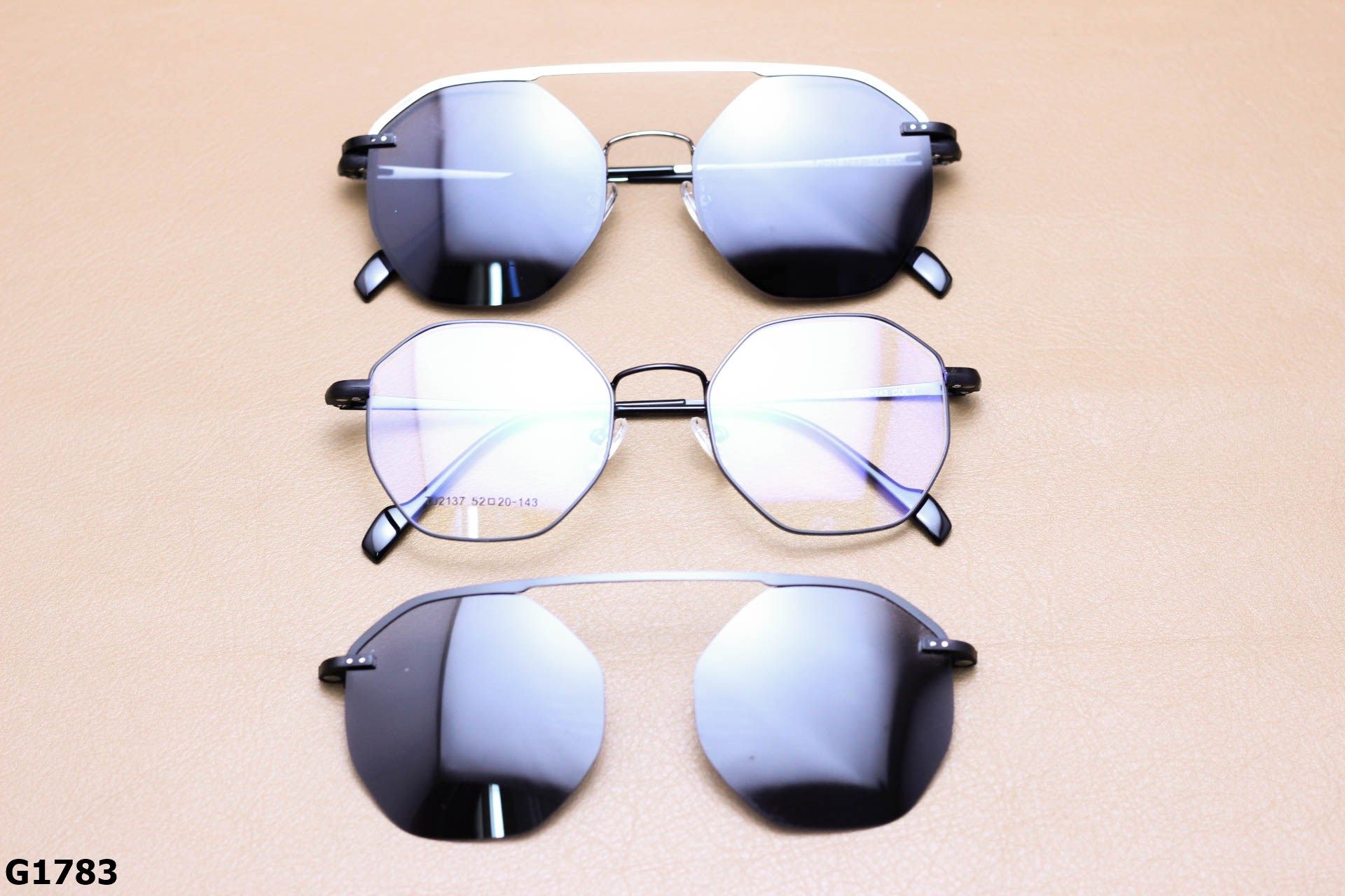 Gọng Kính 2 Trong 1 Đa Giác Thời Trang Unisex, Tròng Mát Polarized Chống Phân Cực - G1783