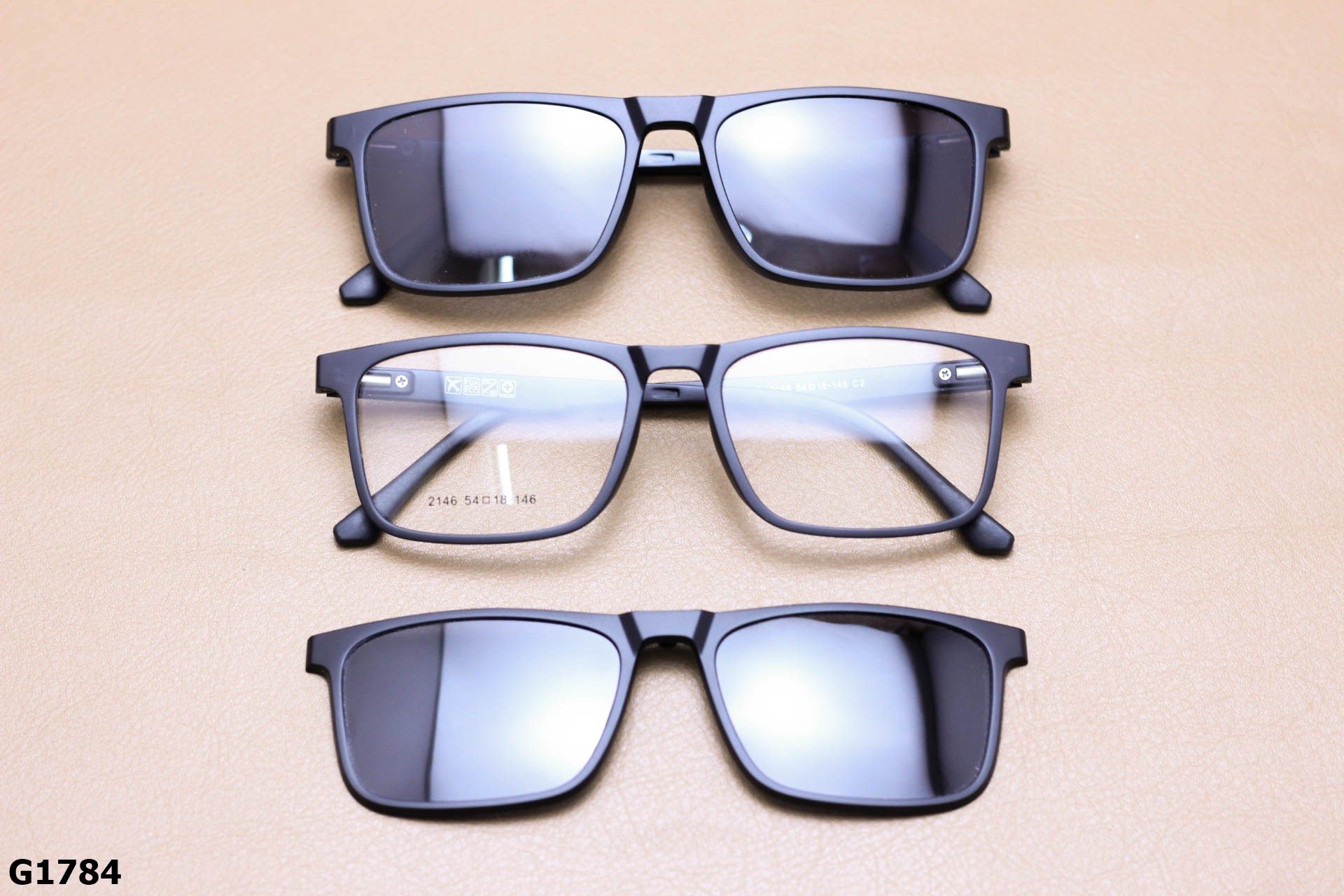 Gọng Kính 2 Trong 1 Thời Trang Unisex, Tròng Mát Polarized Chống Phân Cực - G1784
