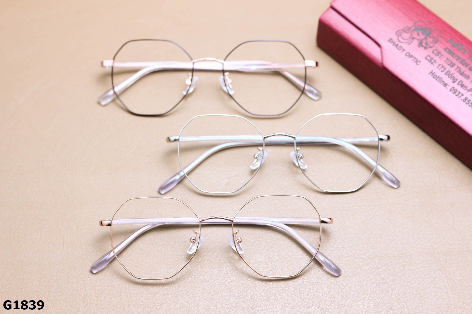 Gọng Kính Cận Hợp Kim Cao Cấp, Dáng Đa Giác Thanh Mảnh Thời Trang Unisex - G1839