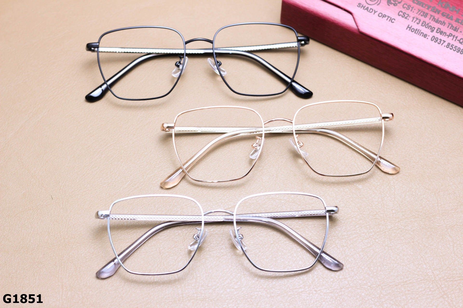 Gọng Kính Cận Vuông Thời Trang Unisex, Titanium Cao Cấp Thanh Mảnh - G1851