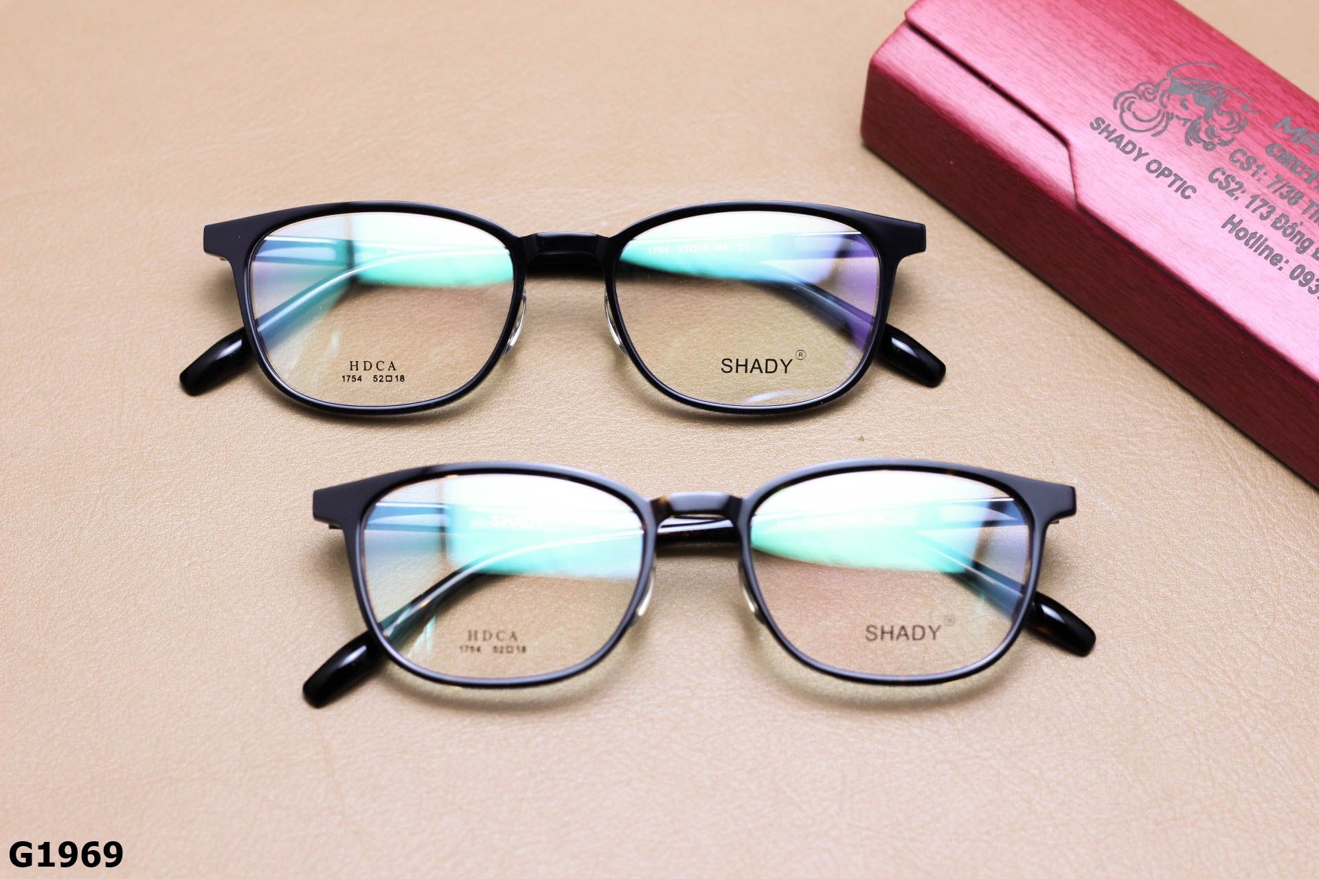 Gọng Kính Cận SHADY Dáng Vuông Unisex, Chất Nhựa Acetate Cao Cấp - G1969