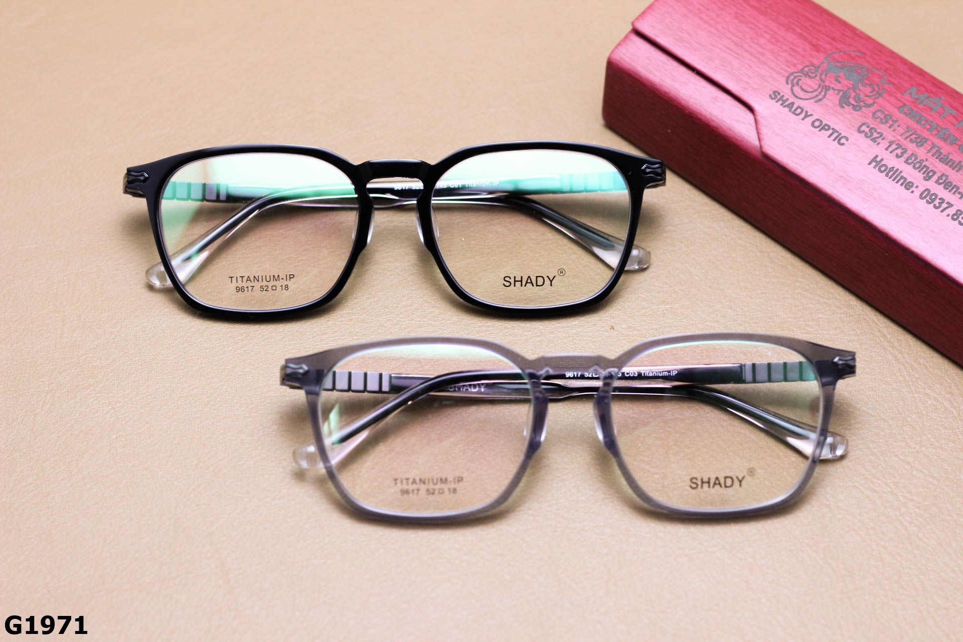 Gọng Kính Cận SHADY Dáng Vuông Bầu Unisex, Chất Liệu Titanium IP - G1971