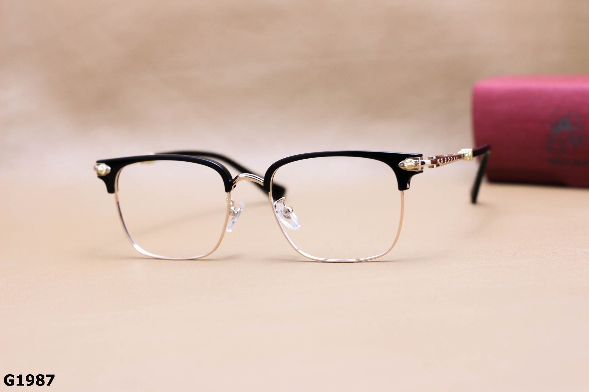 Gọng Kính Cận Hợp Kim Thanh Mảnh, Dáng Vuông Nửa Viền Unisex - G1987