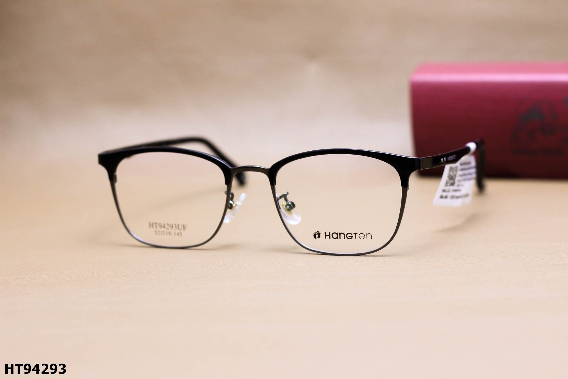Gọng Kính Cận Dáng Vuông Bầu Thời Trang Unisex, Chất Liệu Hợp Kim Cao Cấp Chính Hãng Hang-Ten - HT94293