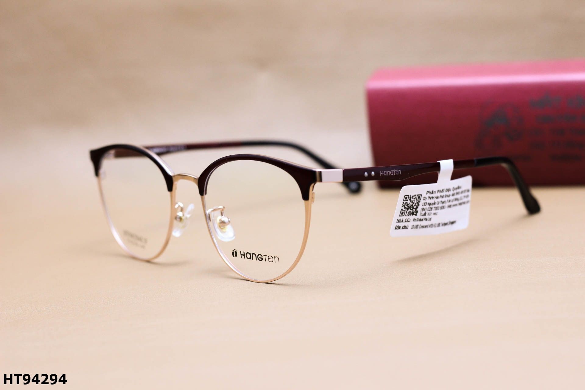 Gọng Kính Cận Dáng Mắt Mèo Thời Trang Unisex, Chất Liệu Hợp Kim Cao Cấp Chính Hãng Hang-Ten - HT94294