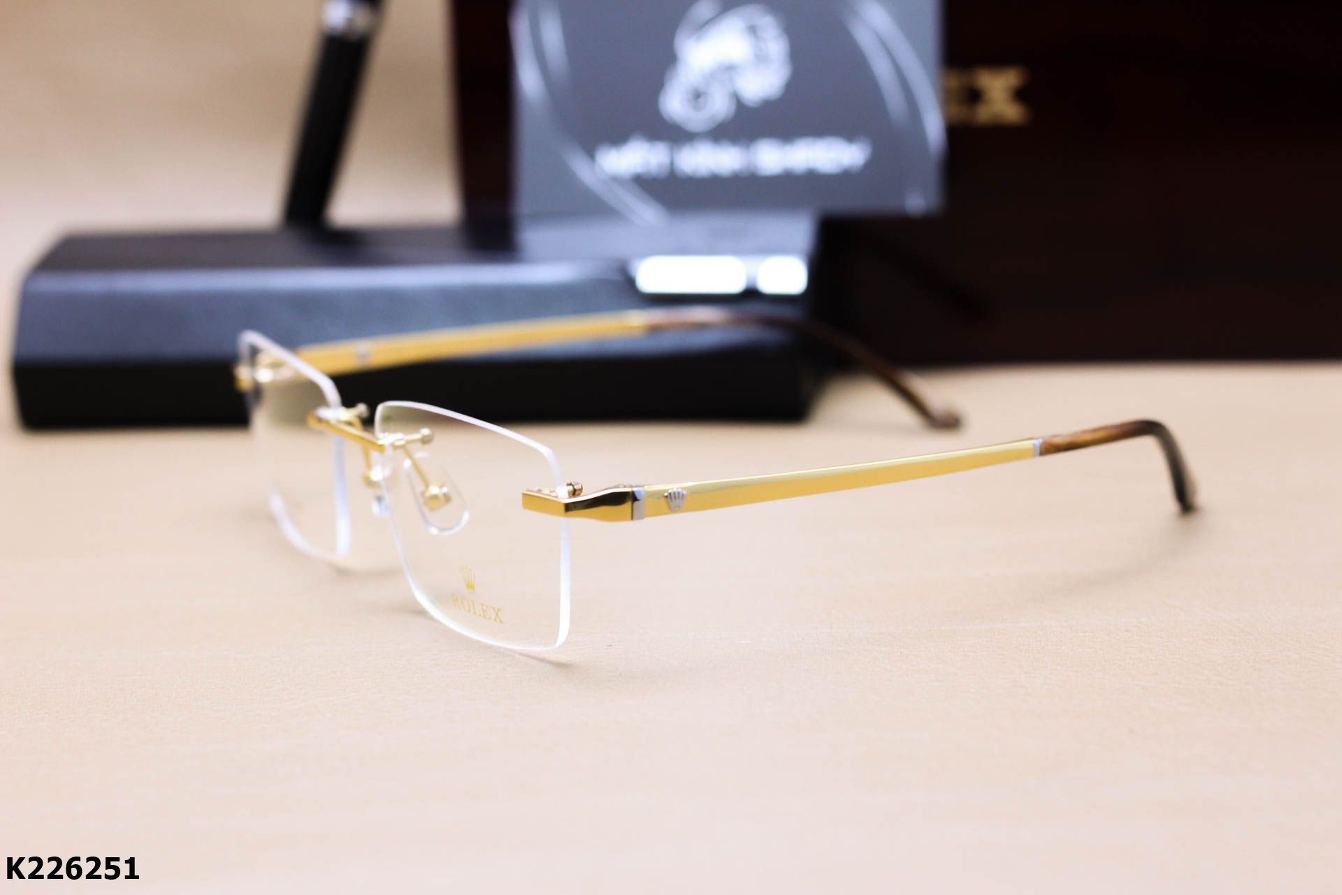 Gọng Kính Cận Không Viền Thời Trang Nam, Titanium Mạ Vàng 18K Cao Cấp - K226251