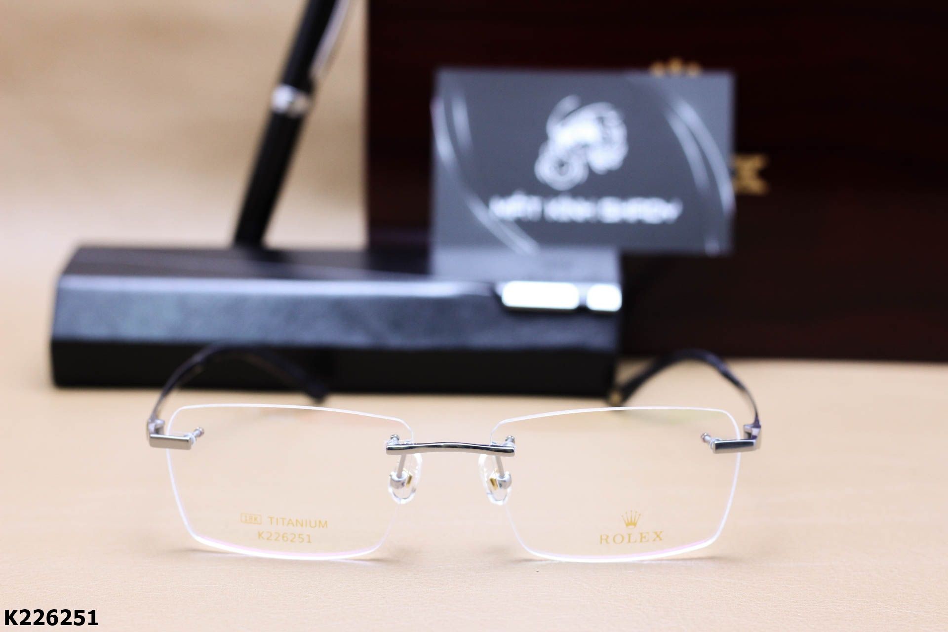 Gọng Kính Cận Không Viền Thời Trang Nam, Titanium Mạ Vàng 18K Cao Cấp - K226251