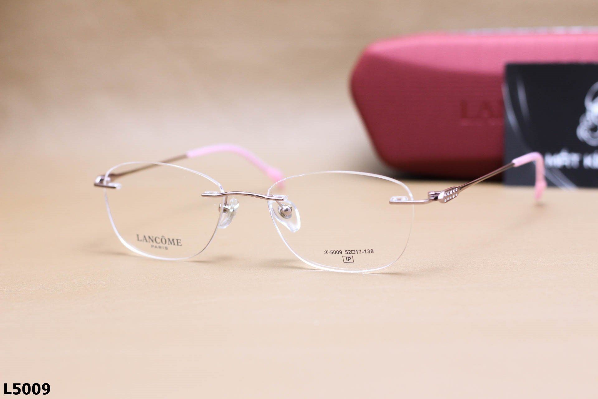 Gọng Kính Cận Khoan Ốc Thời Trang Nữ LANCÔME, Chất Liệu Titanium Cao Cấp - L5009