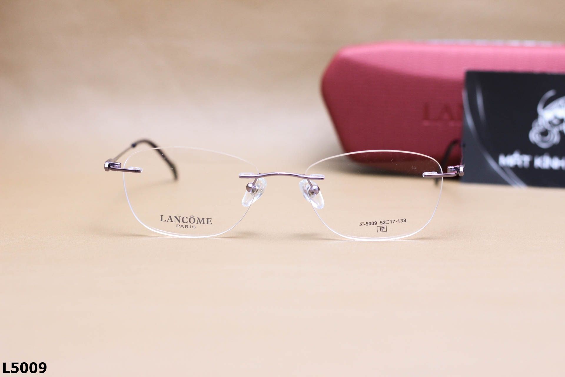 Gọng Kính Cận Khoan Ốc Thời Trang Nữ LANCÔME, Chất Liệu Titanium Cao Cấp - L5009