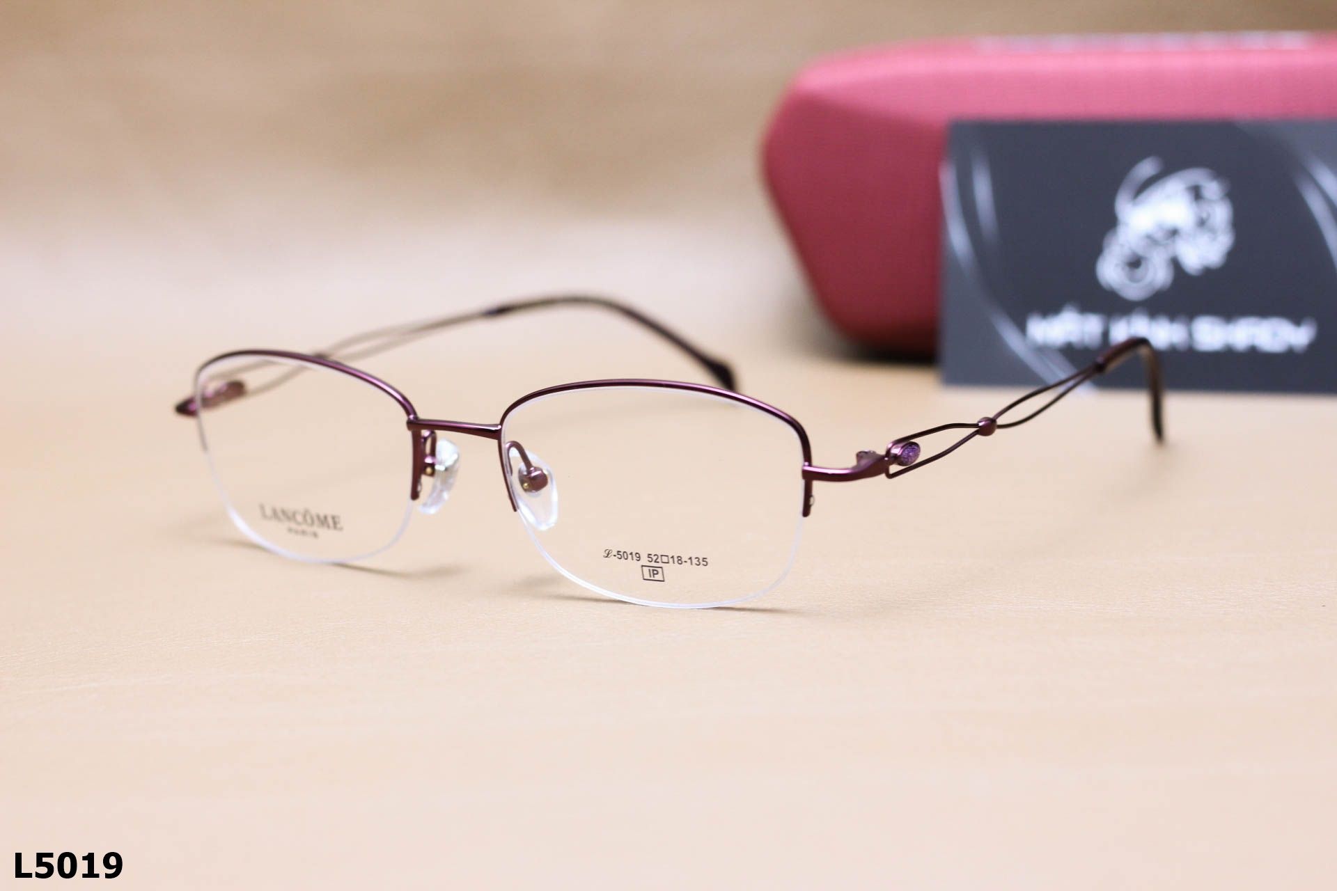 Gọng Kính Cận Nửa Viền Thời Trang Nữ LANCÔME, Chất Liệu Titanium Cao Cấp - L5019
