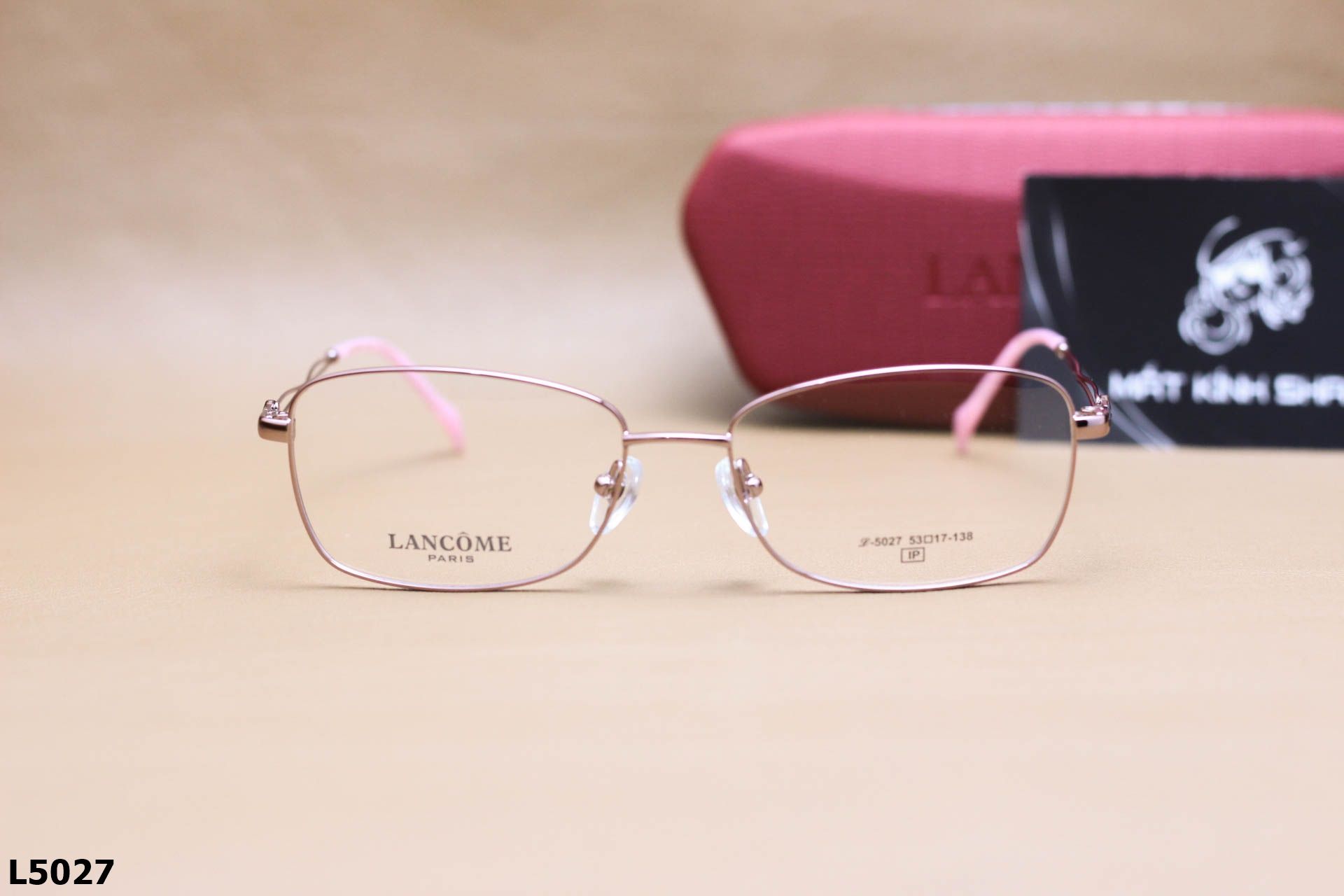 Gọng Kính Cận Vuông Bầu Thời Trang Nữ LANCÔME, Chất Liệu Titanium Cao Cấp - L5027