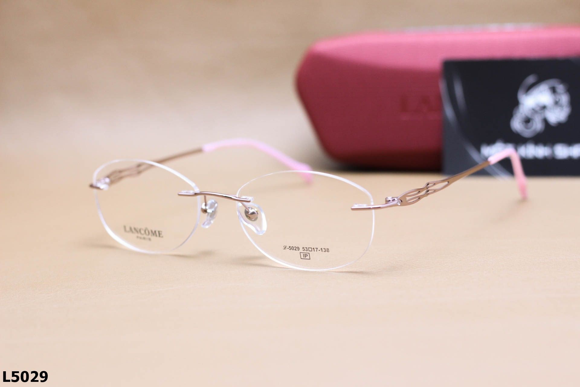 Gọng Kính Cận Khoan Ốc Thời Trang Nữ LANCÔME, Chất Liệu Titanium Cao Cấp - L5029