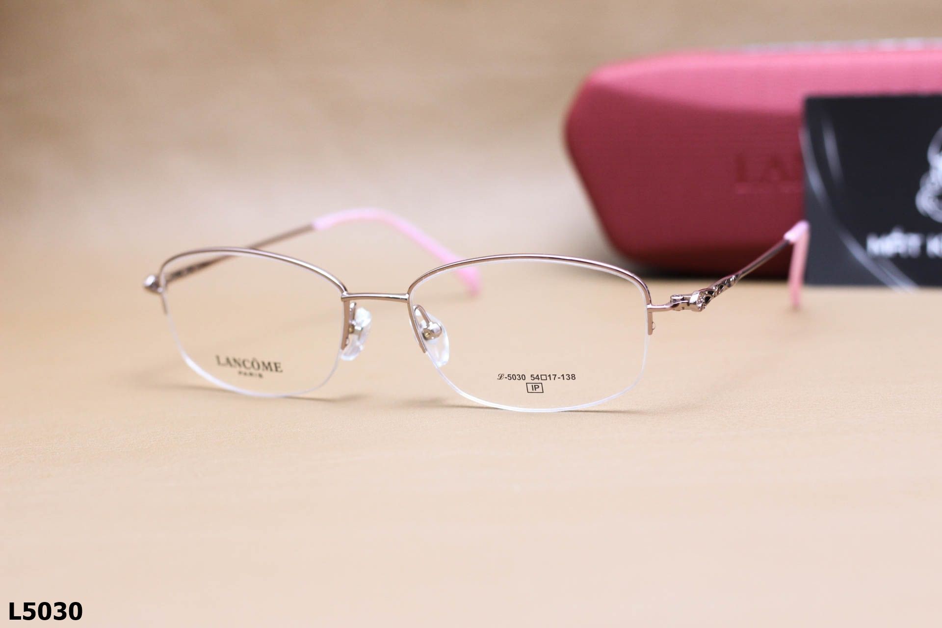 Gọng Kính Cận Nửa Viền Thời Trang Nữ LANCÔME, Chất Liệu Titanium Cao Cấp - L5030