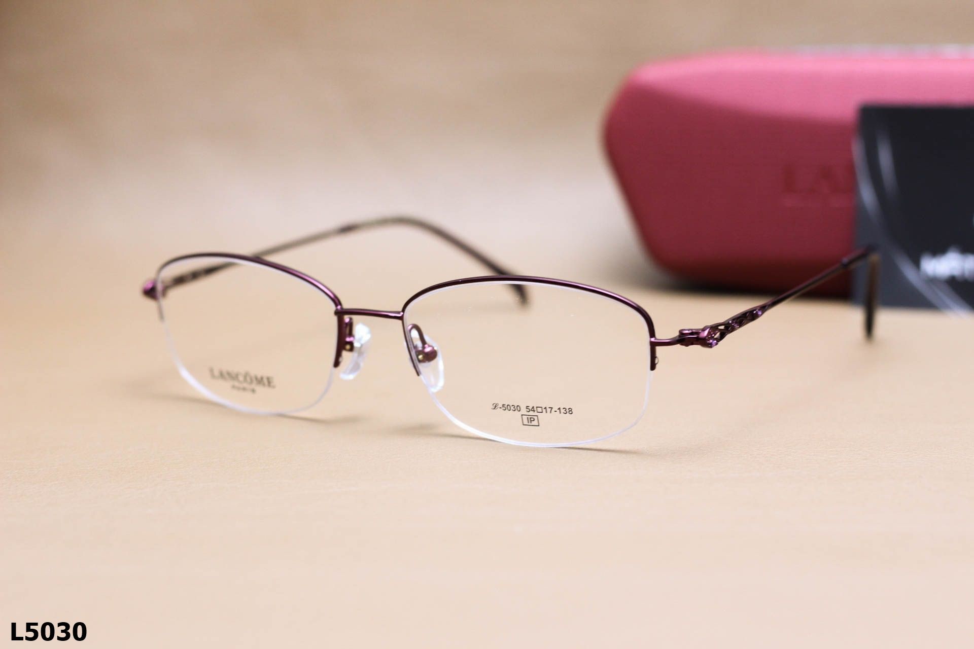 Gọng Kính Cận Nửa Viền Thời Trang Nữ LANCÔME, Chất Liệu Titanium Cao Cấp - L5030