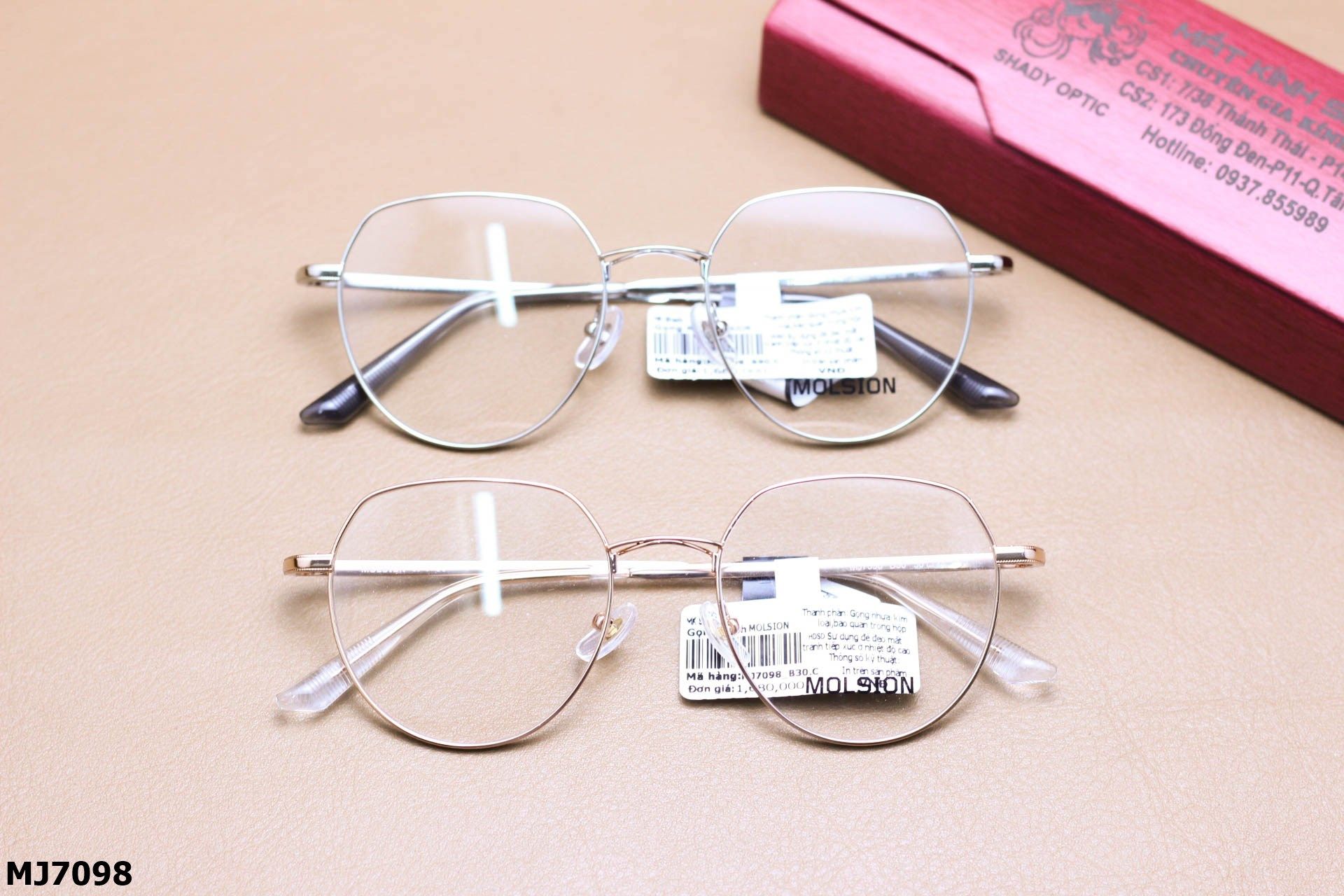 Gọng Kính Cận Chính Hãng Molsion Unisex, Chất Liệu Hợp Kim Thanh Mảnh Cao Cấp - MJ7098