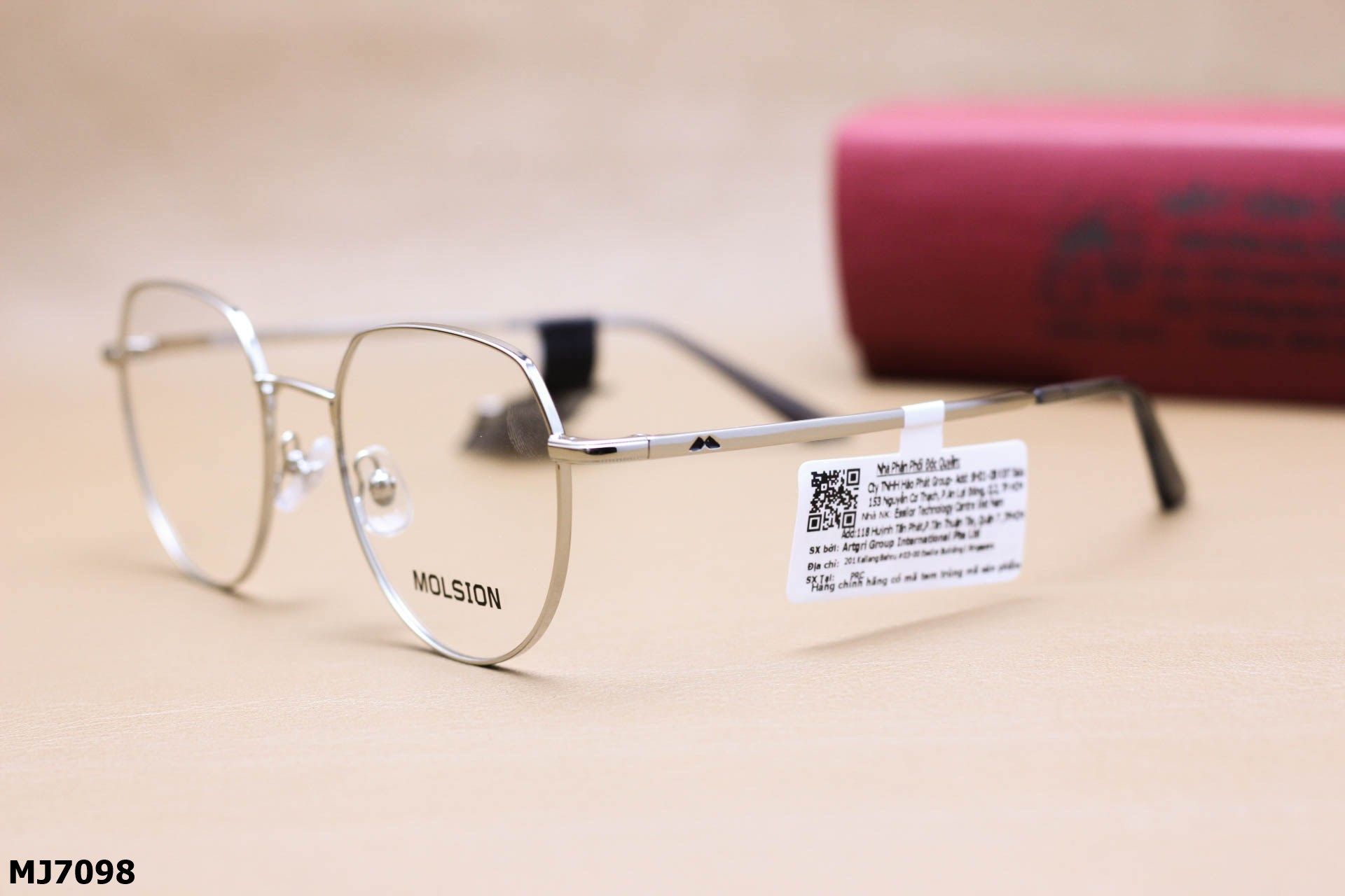 Gọng Kính Cận Chính Hãng Molsion Unisex, Chất Liệu Hợp Kim Thanh Mảnh Cao Cấp - MJ7098