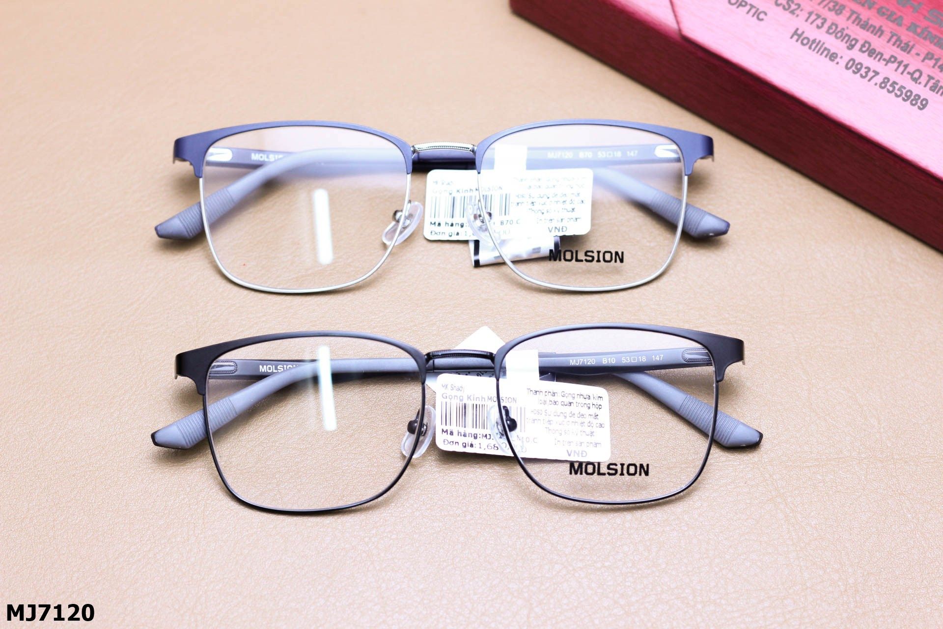 Gọng Kính Cận Dáng Vuông Thời Trang Unisex, Chất Liệu Hợp Kim Cao Cấp Chính Hãng MOLSION - MJ7120