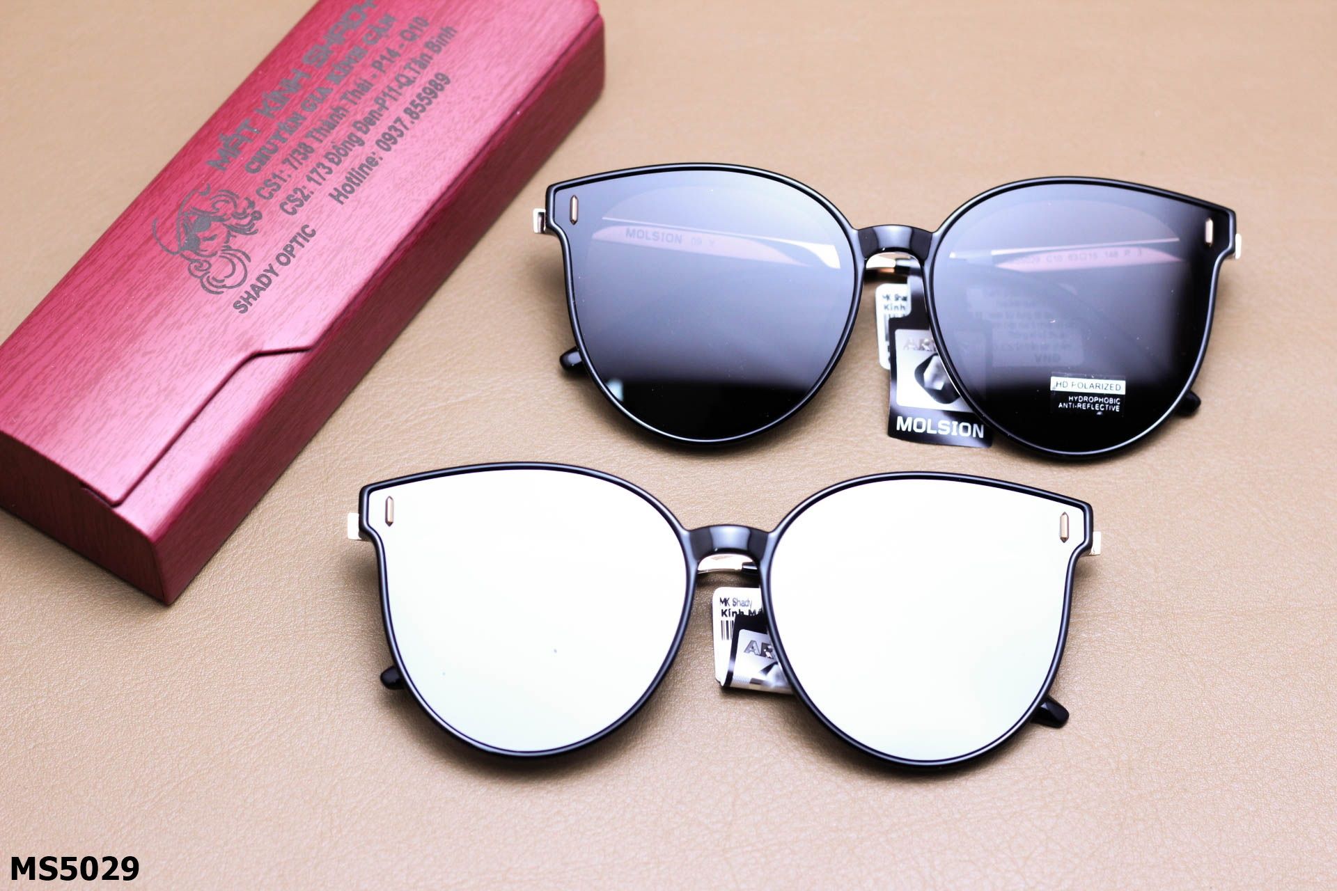 Kính Mát Chính Hãng Molsion Dáng Mắt Mèo Thời Trang Nữ, Nhựa Acetate Cao Cấp - MS5029