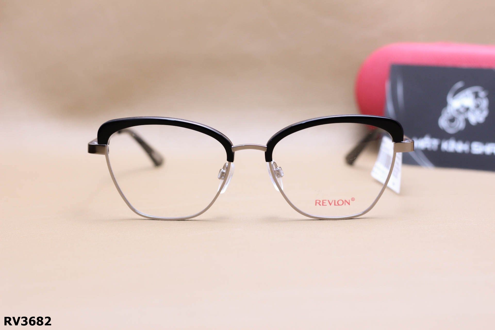 Gọng Kính Mắt Mèo Nửa Viền Thời Trang Nữ Chính Hãng Revlon Thép Cao Cấp - RV3682