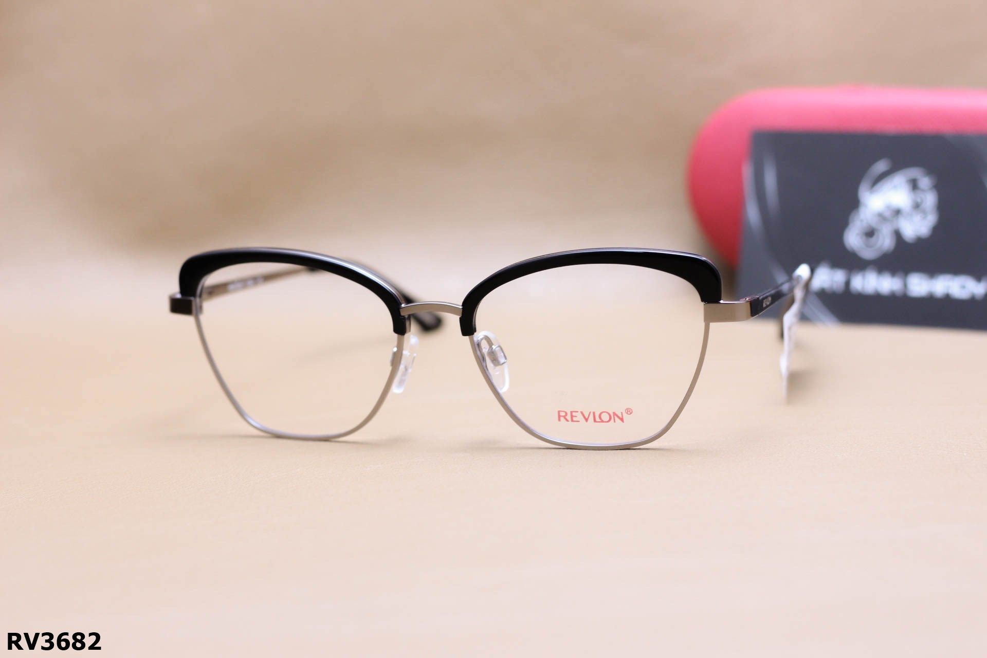 Gọng Kính Mắt Mèo Nửa Viền Thời Trang Nữ Chính Hãng Revlon Thép Cao Cấp - RV3682