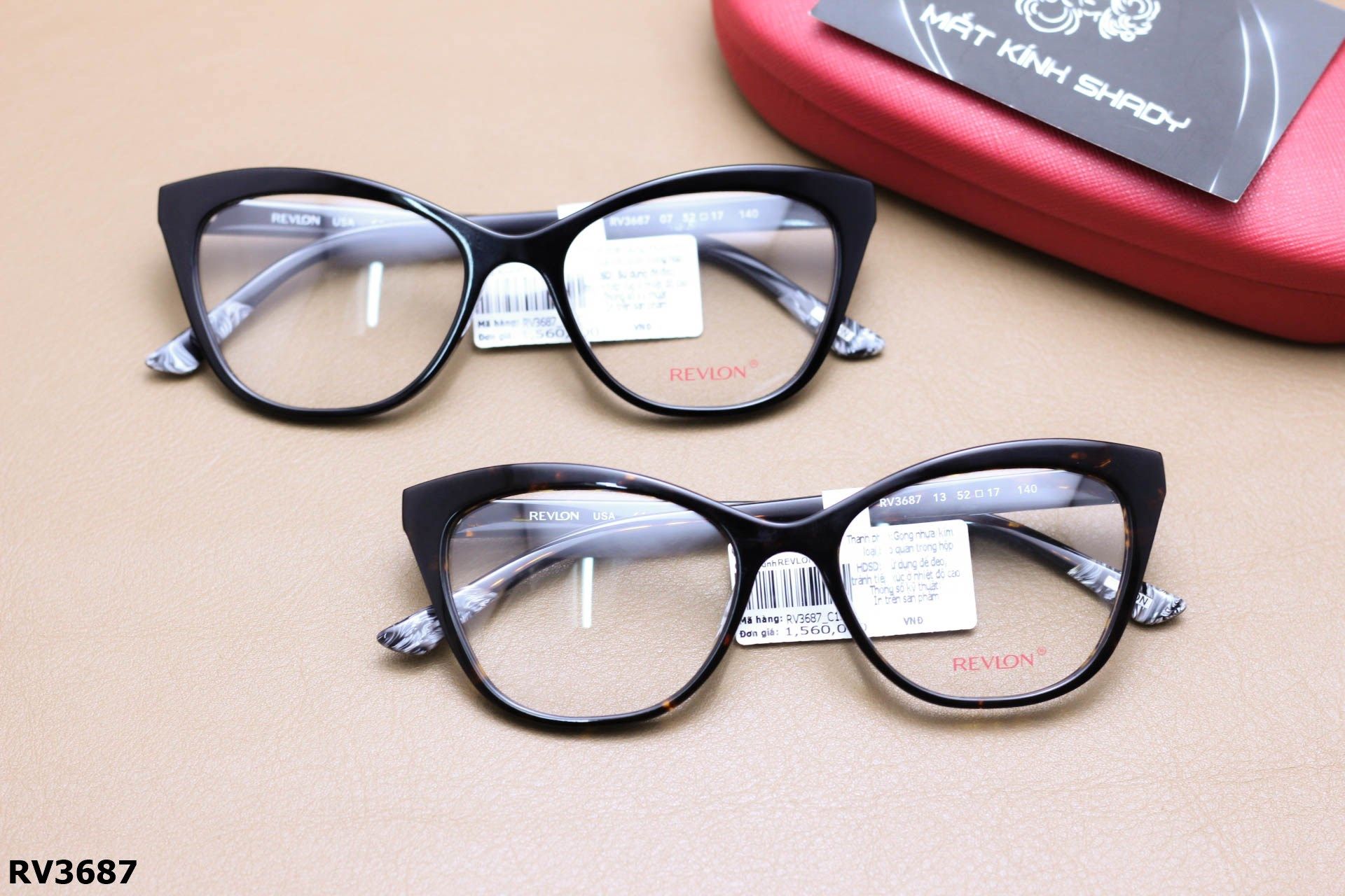 Gọng Kính Cận Mắt Mèo Thời Trang Nữ Chính Hãng Revlon Chất Nhựa Acetate Nguyên Khối - RV3687