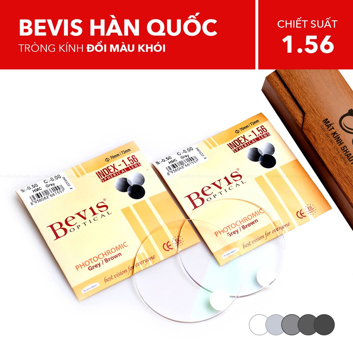  Tròng Kính Đổi Màu Bevis 1.56 