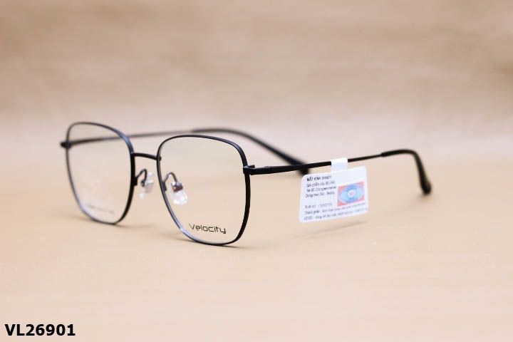 Gọng Kính Cận Hợp Kim Chính Hãng VELOCITY, Dáng Vuông Thanh Mảnh Unisex - VL26901