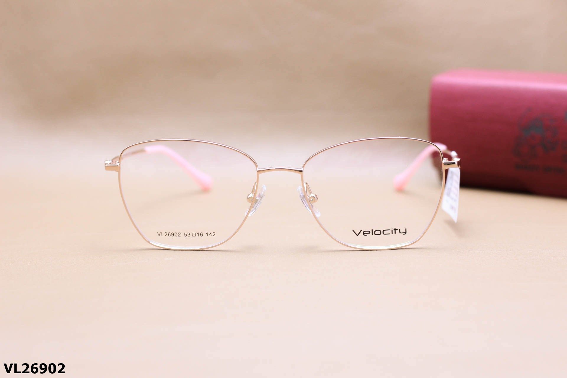 Gọng Kính Cận Hợp Kim Chính Hãng VELOCITY, Dáng Mắt Mèo Thanh Mảnh Nữ - VL26902
