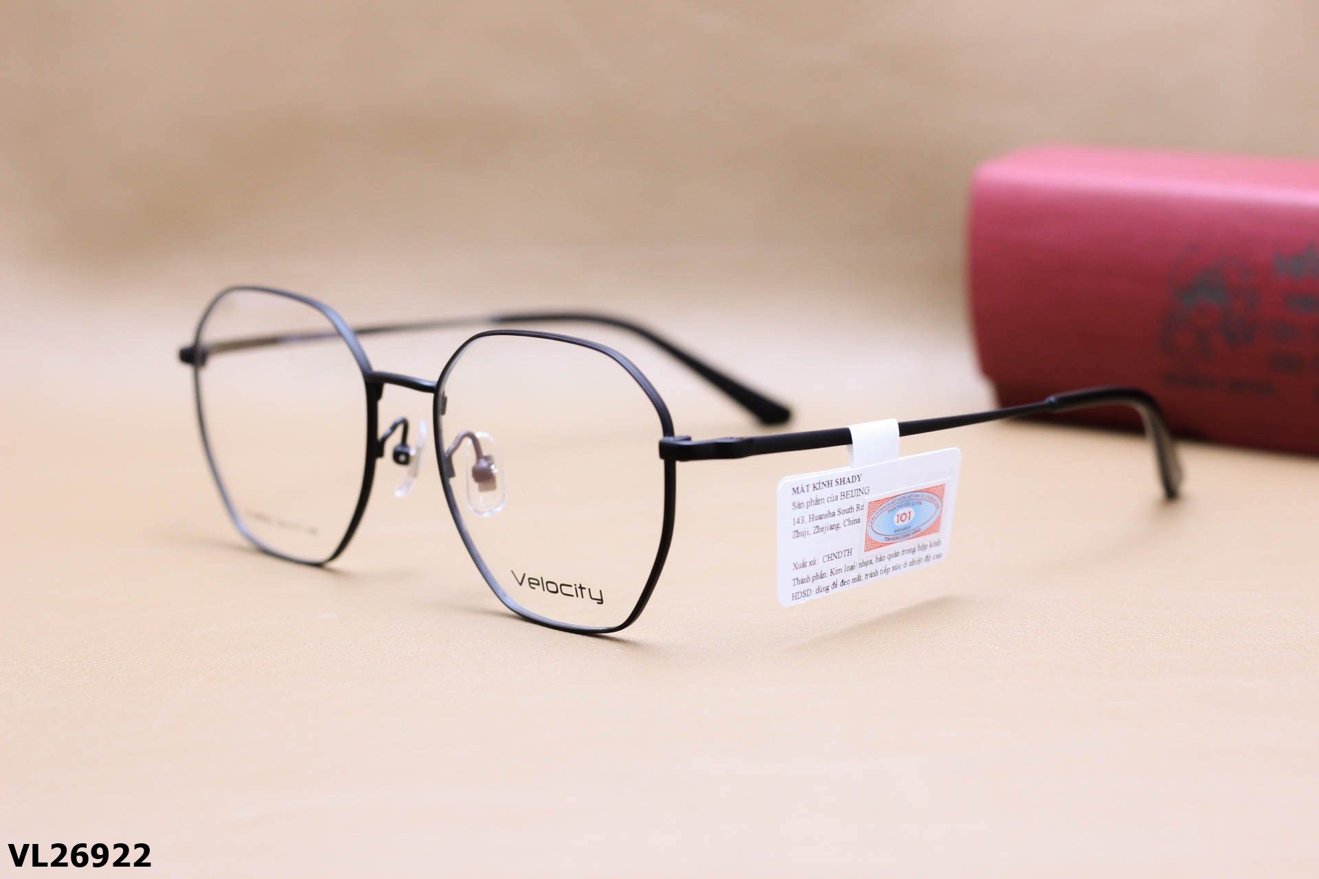 Gọng Kính Cận Hợp Kim Chính Hãng VELOCITY, Dáng Đa Giác Thanh Mảnh Unisex - VL26922
