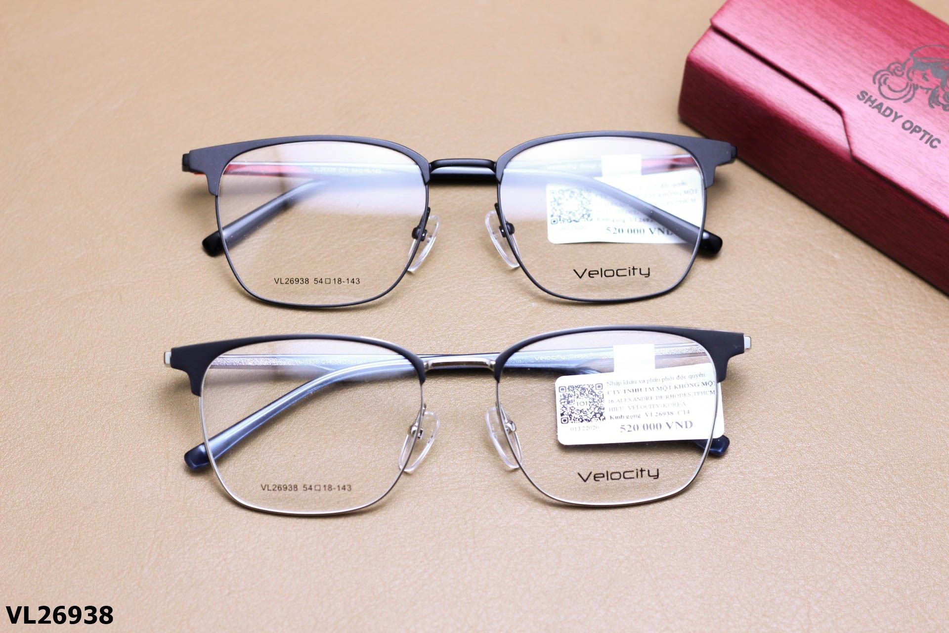 Gọng Kính Cận Vuông Nửa Viền Thời Trang Unisex, Chất Liệu Hợp Kim Cao Cấp Chính Hãng Velocity - VL26938