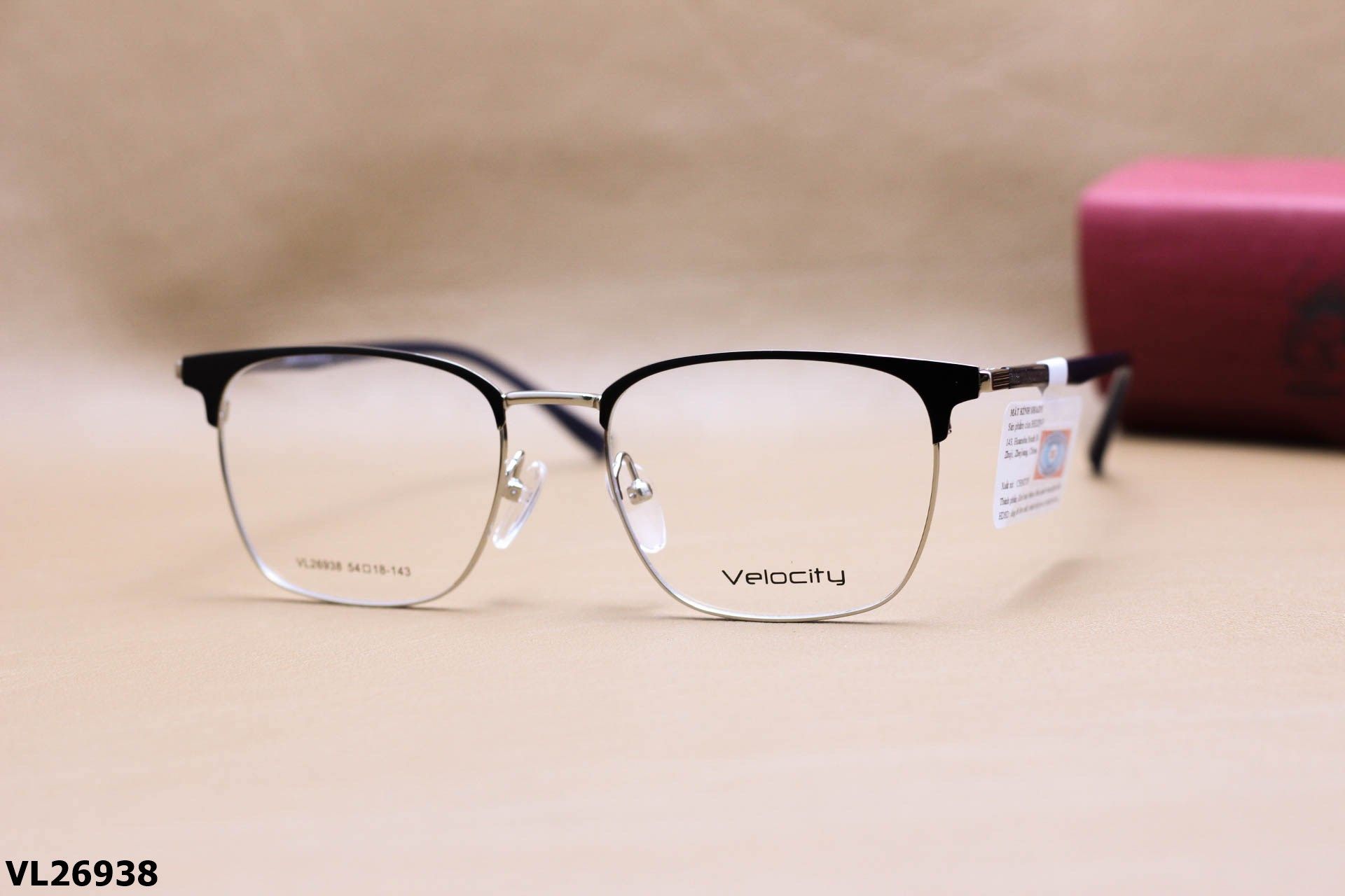 Gọng Kính Cận Vuông Nửa Viền Thời Trang Unisex, Chất Liệu Hợp Kim Cao Cấp Chính Hãng Velocity - VL26938