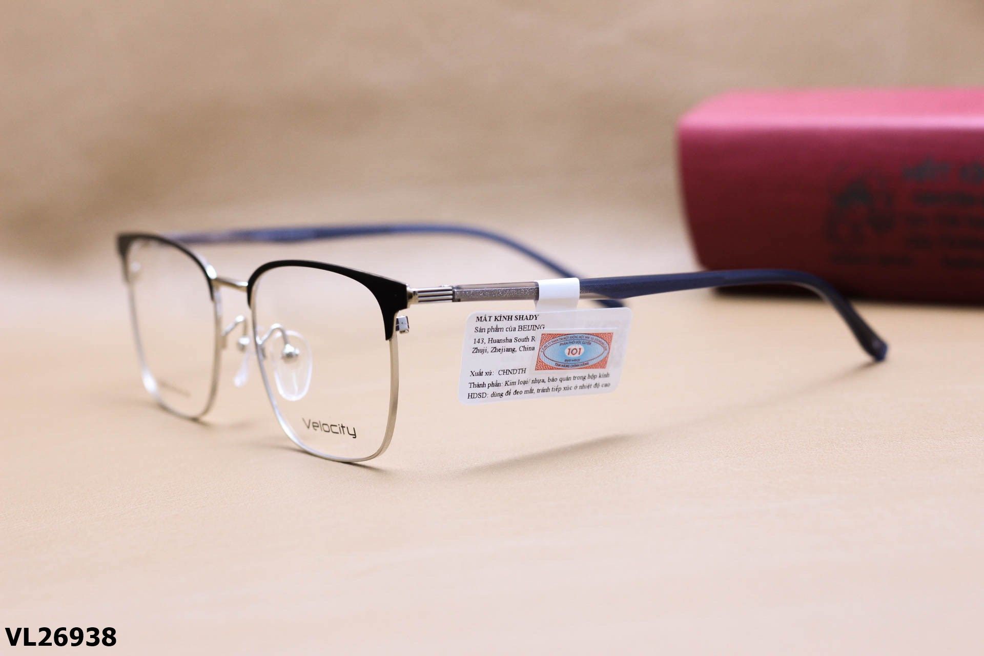 Gọng Kính Cận Vuông Nửa Viền Thời Trang Unisex, Chất Liệu Hợp Kim Cao Cấp Chính Hãng Velocity - VL26938