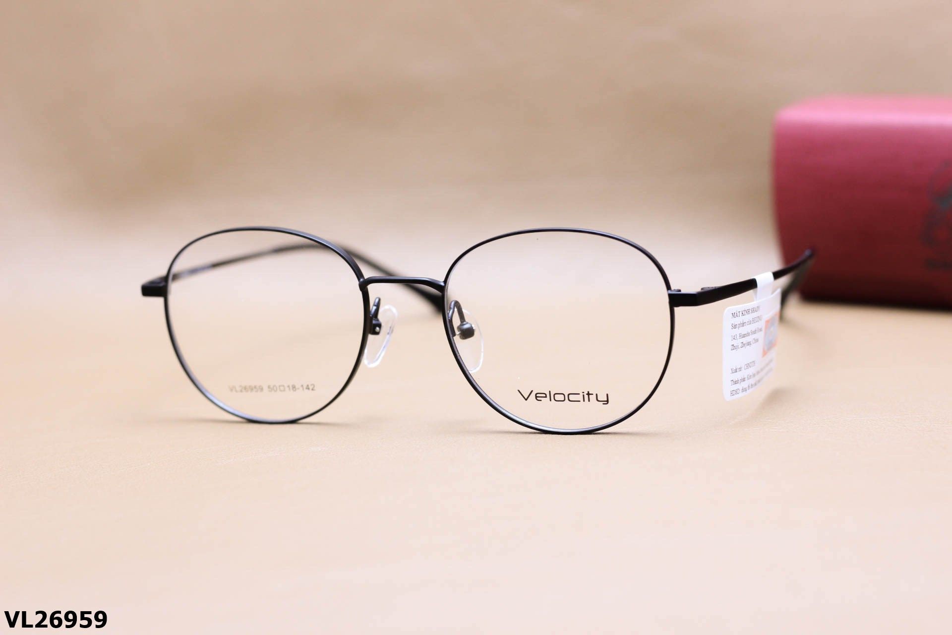 Gọng Kính Cận Hợp Kim Chính Hãng VELOCITY, Dáng Tròn Ngố Thanh Mảnh Unisex - VL26959
